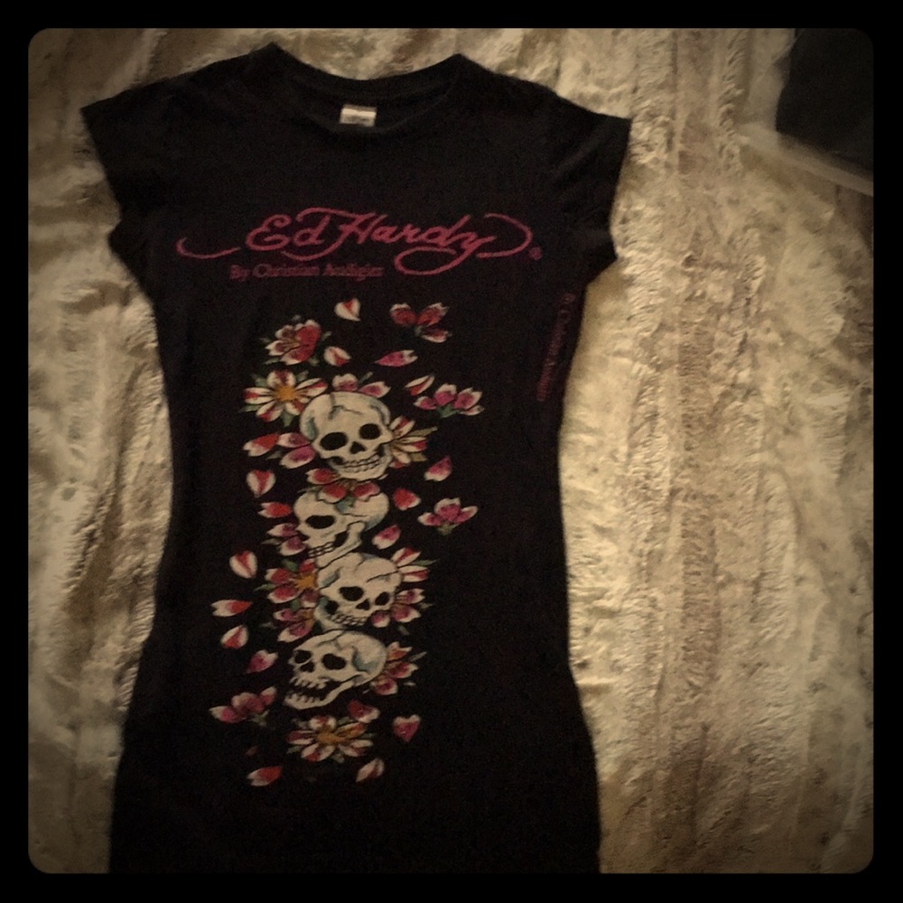 Ed Hardy Black Skull Tee Shirt